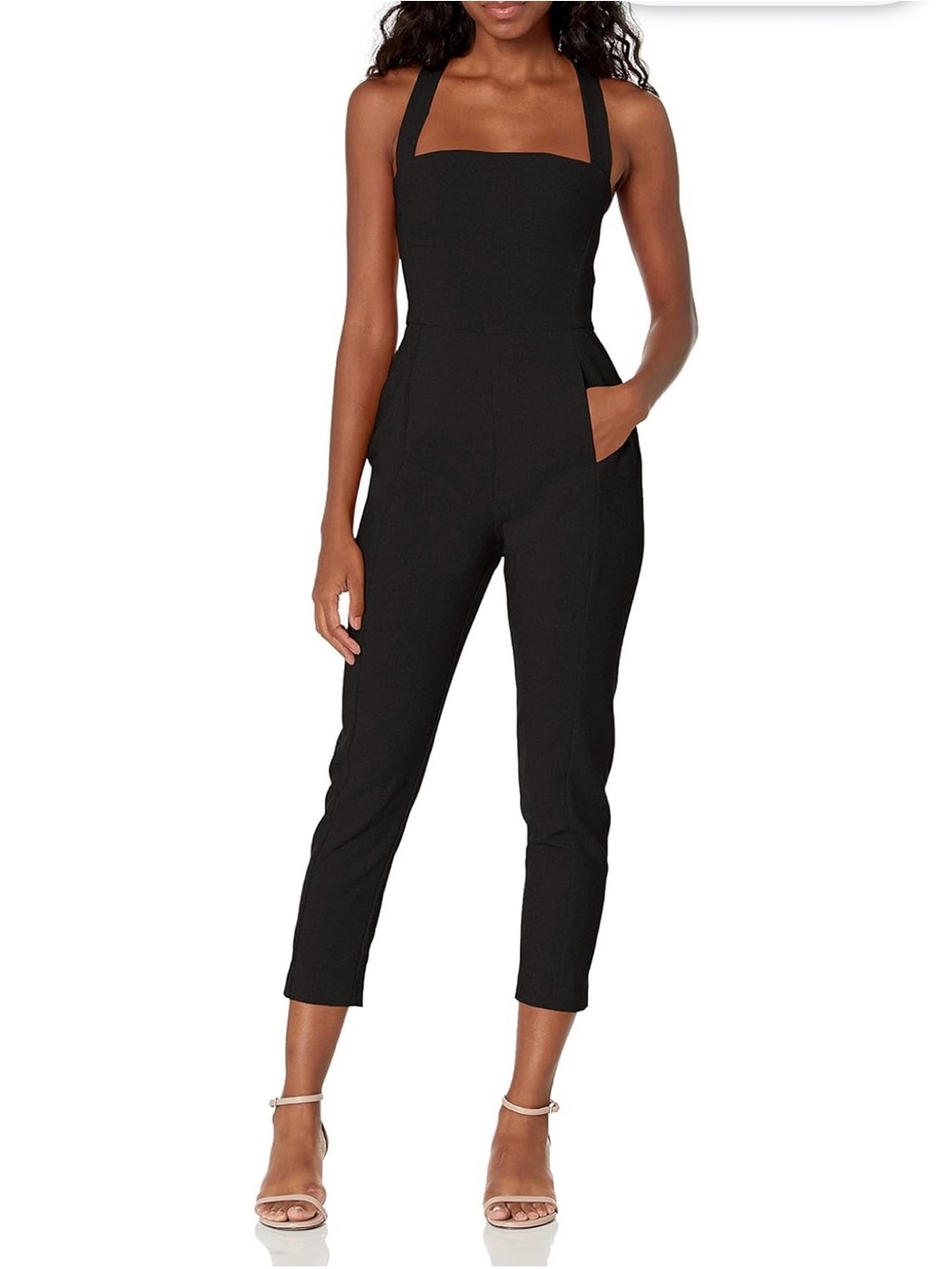 Black Halo Bene Criss Cross Back Crepe Jumpsuit Size 2 Black